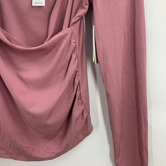 Nordstrom Abound Women's Square Neck Long Sleeve Top in Pink Nostalgia SZ M NWT - Picture 4 of 11